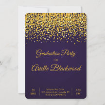 Glitter Dourado Elegante e Festa de formatura azul