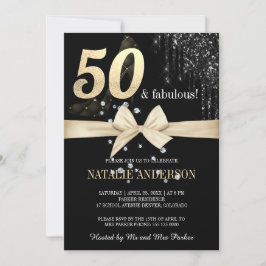 Convites Glitter Dourado Elegante Preto Coloca 50º