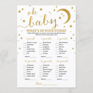 Convites Glitter Dourado estrela O que há na sua bolsa