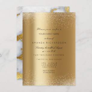 Convites Glitter Dourado Metálico Spark Sand Marble Formal