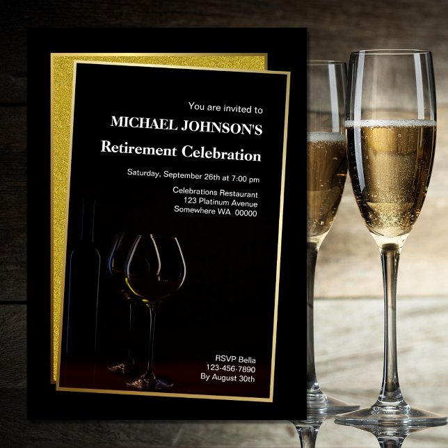 Convites Glitter Dourado Preto da Classe do Partido da Refo (Criador carregado)