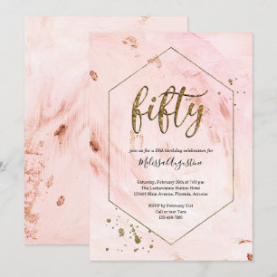 Convites Glitter Dourado Rosa de Festa de aniversário femi
