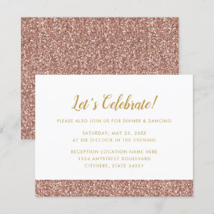 Convites Glitter Dourado rosa e Placa de Recepção A2 Dour