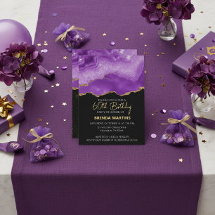 Convites Glitter Dourado Roxo Aquarela