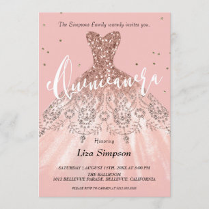 Convites Glitter Dress Quinceañera