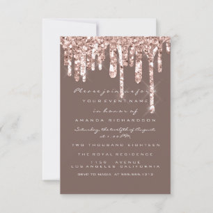 Convites Glitter Drips Rosa Black Bridal Doce Negra-Dourada