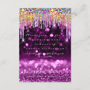 Convites Glitter Drips Rosa Bridal 16º Roxo Arco-Íris