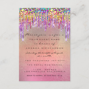 Convites Glitter Drips Rosa Bridal 16th Rainbow Unicorn