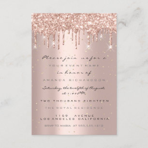 Convites Glitter Drips Rosa Confetti Bridal Sweet 16º