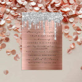 Convites Glitter Drips Silver Rosa Dourado Bridal 16º
