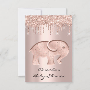 Convites Glitter Drives Rosa Novo Elefante para Chás de Beb