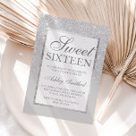 Convites Glitter elegante cinza de prata doce doce 16<br><div class="desc">Chá brilhante, moderno, bonito e elegante, cinza de prata, com bloco de cor de cinza Sweet 16 convite de aniversário com padrão de ombre prateado desaparecendo em uma cinza com um quadro elegante de prata Perfeito para uma princesa Doce dezesseis, perfeito para ela, a moda que ama o padrão moderno...</div>