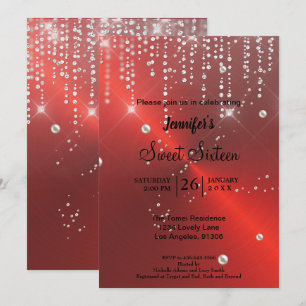 Convites Glitter elegante Doce Dezesseis