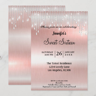 Convites Glitter elegante Doce Dezesseis
