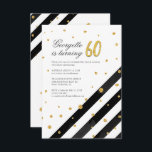 Convites Glitter Geométrico Black White Stripe 60º Aniversá<br><div class="desc">Envie os convites para a próxima festa de marco com nosso 60º Convite Geométrico à Greve de Branca Negra de Aniversário. Apresentando um belo florescimento de aquarela botânica. Simplesmente personalize com os detalhes da parte clicando no botão personalizar para reorganizar e formatar o estilo e a colocação do texto. DICA:...</div>