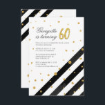 Convites Glitter Geométrico Black White Stripe 60º Aniversá<br><div class="desc">Envie os convites para a próxima festa de marco com nosso 60º Convite Geométrico à Greve de Branca Negra de Aniversário. Apresentando um belo florescimento de aquarela botânica. Simplesmente personalize com os detalhes da parte clicando no botão personalizar para reorganizar e formatar o estilo e a colocação do texto. DICA:...</div>