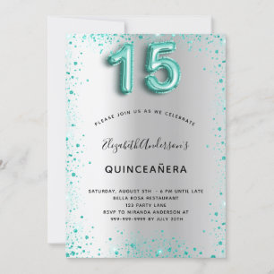 Convites Glitter glamouroso de prata de quinceanera