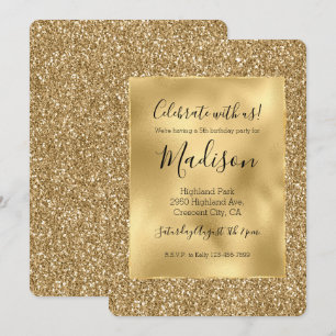 Convites Glitter Glitter De Na moda Glitz Dourado