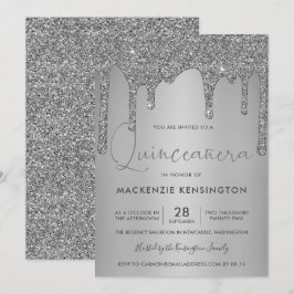 Convites Glitter Glitter De Silver Chic Drives Quinceañera