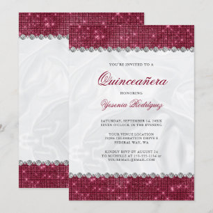 Convites Glitter Glitter Diamante de Brilho Quinceañera