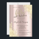 Convites Glitter Glitter Dourado Rosa Dourado 50º Aniversár<br><div class="desc">O brilho de ouro elegante pinga sobre um fundo de rosa dourado.</div>