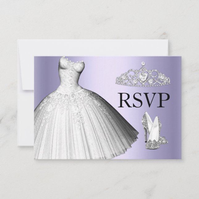 Convites Glitter Glitter Dress & Heels Quinceanera RSVP (Frente)