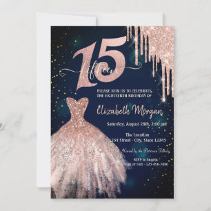 Convites Glitter Glitter Drives legal Marinho Azul 15 Anive