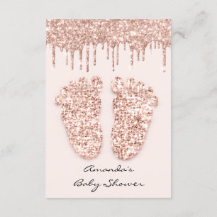 Convites Glitter Glitter Gota Rosa Chá de fraldas Pés de Ga