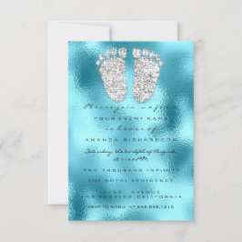 Convites Glitter Gota Cinza Azul Pés Chás