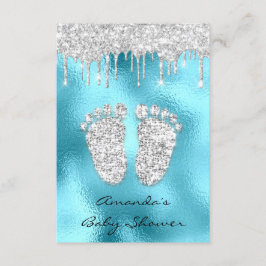 Convites Glitter Gota Cinza Azul Pés Chás