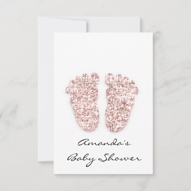 Convites Glitter Gota Rosa Baby Girl Chá Feet (Verso)