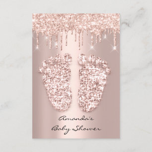 Convites Glitter Gota Rosa Dourada Pés De Chá De Bebê