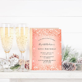 Convites Glitter laranja de aniversário