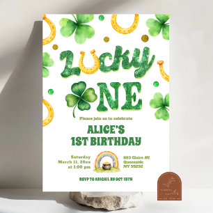 Convites Glitter Lucky One St Patrick Primeiro Aniversário