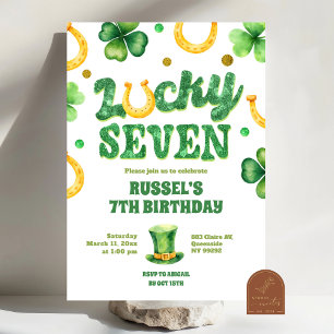 Convites Glitter Lucky Seven St Patrick Aniversário