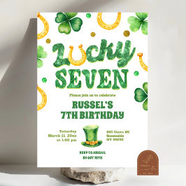 Convites Glitter Lucky Seven St Patrick Birthday