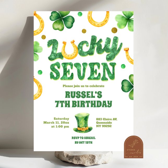 Convites Glitter Lucky Seven St Patrick Birthday (Criador carregado)