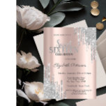 Convites Glitter moderno prata Rosa Dourado Doce 16<br><div class="desc">Um moderno,  chic e glamouroso Sweet 16 com pingos de brilho em fundo rosa de ouro.</div>