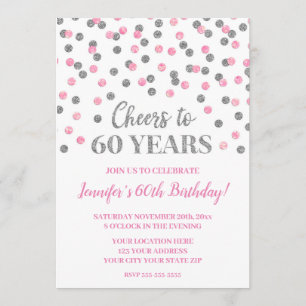 Convites Glitter prateado rosa alcança 60 anos