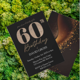 Convites Glitter preto e Dourado rola 60º aniversário