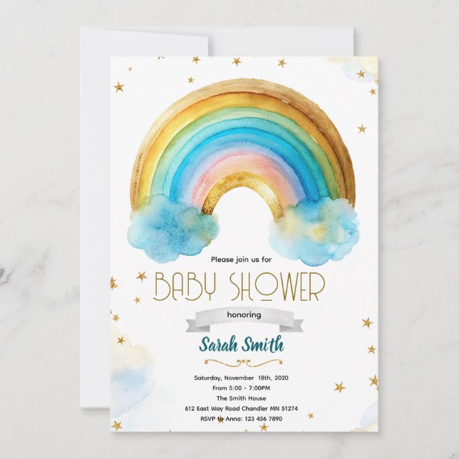 Convites Glitter rainbow boy birthday invitation (Frente)