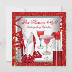 Convites Glitter Red Glamor Night Cocktails