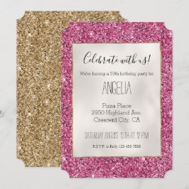 Convites Glitter Rosa Girassol
