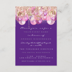 Convites Glitter Rosa Glitter Drips Rosa Violet Bridal Doce
