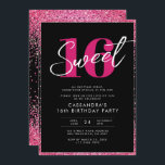 Convites Glitter Rosa Preto Glam Doce Dezesseis Aniversário<br><div class="desc">Glitter Rosa Preto Glam Doce 16 Aniversário</div>