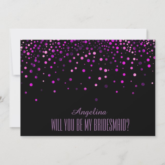 Convites Glitter Roxo Negro será minha dama de honra? (Frente)