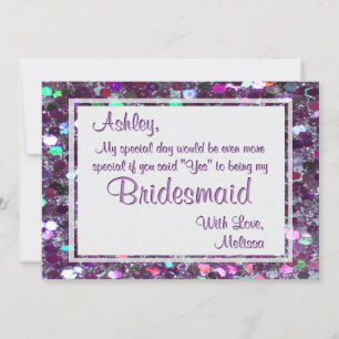 Convites Glitter Roxo, Você Será Minha Meia-Mãe?
