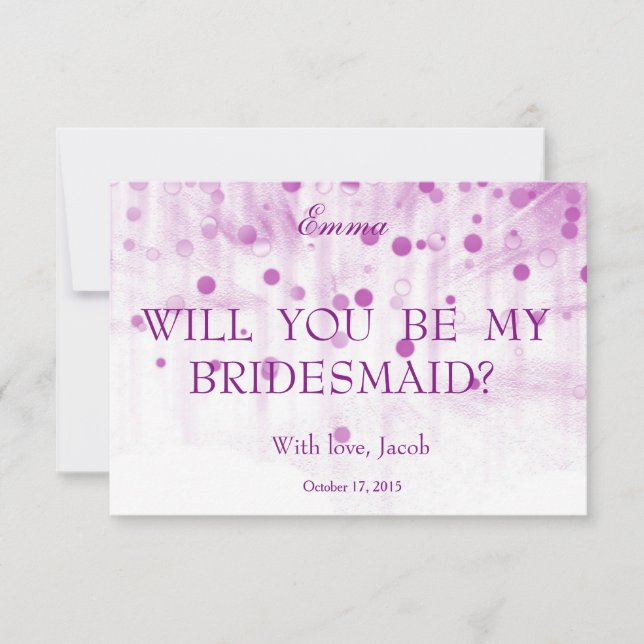 Convites Glitter Roxo Você Será Minha Porta-Pontas (Frente)