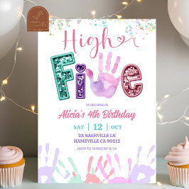 Convites Glitter Sequin High Five Birthday