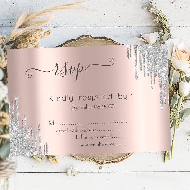 Convites Glitter Silver Drives Bat Mitzvah RSVP (Criador carregado)